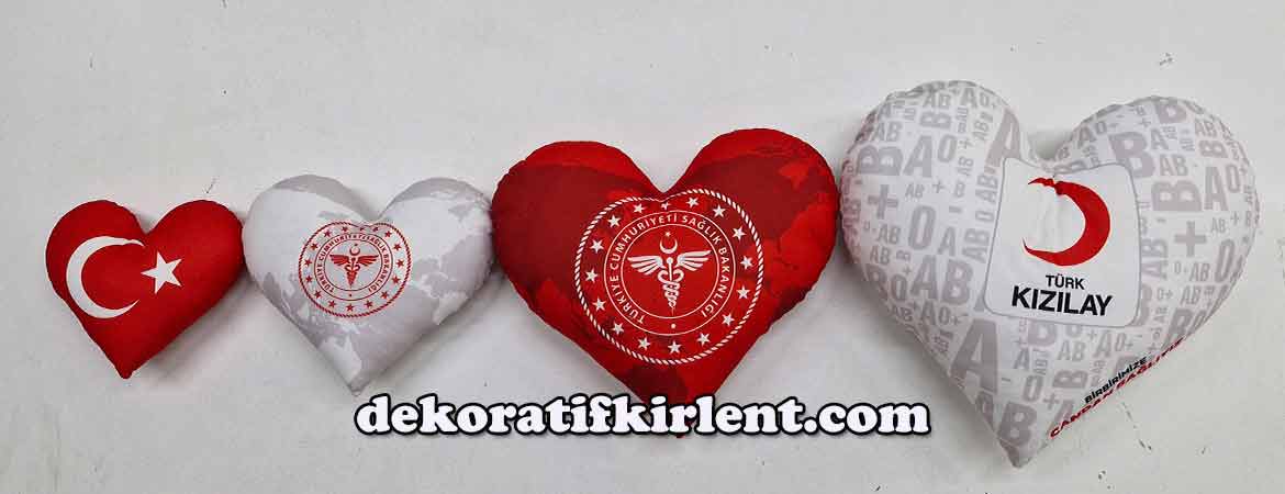 kalp yastık, baskılı kalp yastık
